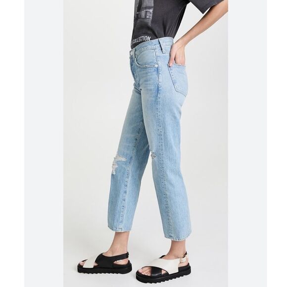 Anthropology Edwin Cali Ankle Denim Distressed Light Wash Straight Leg Jean - Picture 2 of 8